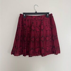 Banana Republic Red Snake Print Pleated Skirt